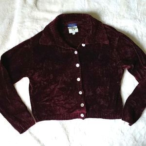 Anthropologie Crop Sweater with Mother of Pearl Buttons